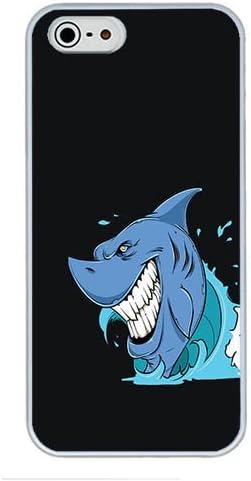 4S Cases, iPhone 4S Protective Case - Cartoon Scary Shark High Quality PC Plastic Slim Lightweight Hard Case Cover for iPhone 4/4S White