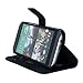 HTC One M8 Case, Abacus24-7 HTC One 2014 Wallet Case [Book Fold] Leather HTC One M8 Flip Cover with Foldable Stand, Pockets for ID, Credit Cards - Black Flip Case for New HTC One