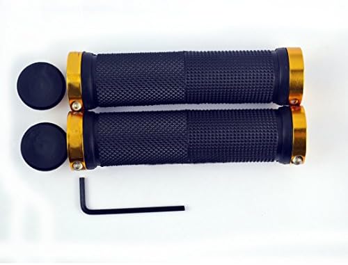 Virgiler®Double Lock on Locking Bicycle Handlebar Grips Cycle Bicycle Mountain Bike BMX Floding（a pair） (Gold)