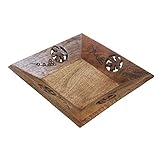 Mothers Day Gifts Rustic Wooden Square Serving Tray - 8.25" - Fruit Platter - Handcrafted Kitchen Serveware Accessories