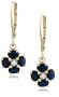 14k Yellow Gold Diamond and Sapphire Floral Dangle Leverback Earrings