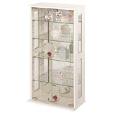 インテリアガラスラック80cm　収納家具　単品販売　アイボリー