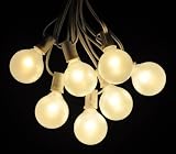 25 Foot Globe Patio String Lights - Set of 25 G50 White Pearl Bulbs with White Cord