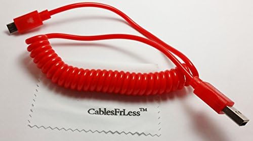 CablesFrLess 3ft Light Up Color Changing Coiled Cable fits most Android Devices (Red)