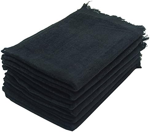 6 Pack - 11x18 Terry Velour Fingertip Towels W/fringed Ends 1.5# (BLACK - BK1118-F-6PK)