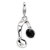 Sterling Silver 3-D Enameled Swarovski Crystal Ear Phone w/Lobster Clasp Ch