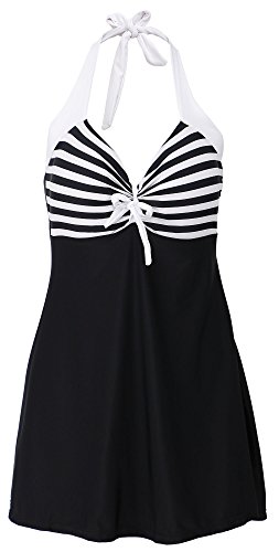 Simplicity Women's Plus Size One Piece Halter Sailor Swimsuit Cover Up Swimdress