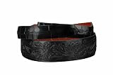 Lucchese Classics W5721 Hand Tooled Leather & Alligator Belt Mens - Black