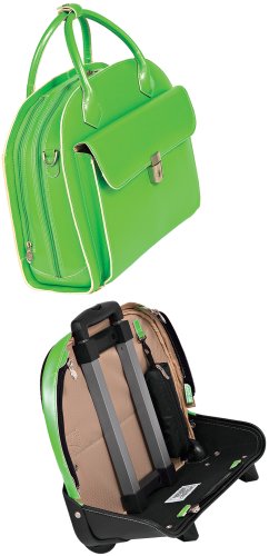 McKleinUSA GLEN ELLYN 94361 Green Leather Detachable-Wheeled Women's Case