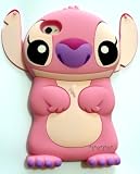 Pink Disney 3d Stitch Movable Ear Flip Hard Case Cover for Iphone 4/4s + 1 Screen Protector