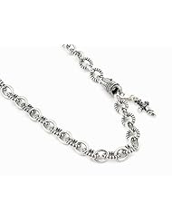 Twisted Blade Silver Beaded Necklace With Dangling Dagger Charm 30 Inches