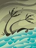 Palm Trees on Island in a Stormy Tumultuous Sea Photographic Poster Print, 24x32
