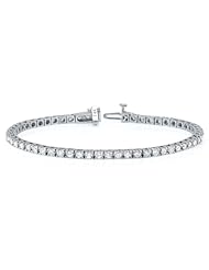 14k White Gold Round Diamond Tennis Bracelet (3 cttw)