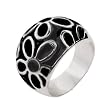 Black Enamel Sterling Silver Daisy Ring