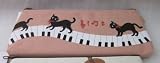 ★黒猫ミィー・ねこ☆帆布ペンケース☆【楽譜】【音楽】【音符】【ピアノ】【ネコ】【クローバー】【筆箱】【ペンケース】 楽譜