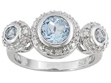PLATINUM OVER STERLING SILVER 1.28CTW BLUE TOPAZ 3-STONE RING