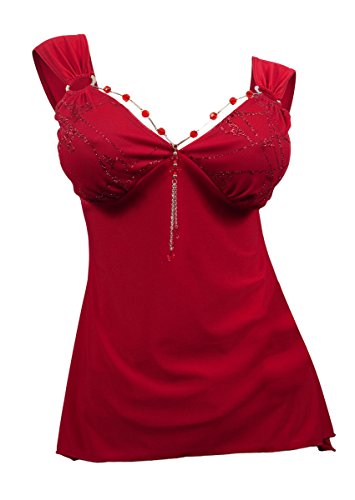 eVogues Sexy RED O-Ring Necklace Sleeveless Plus Size Top