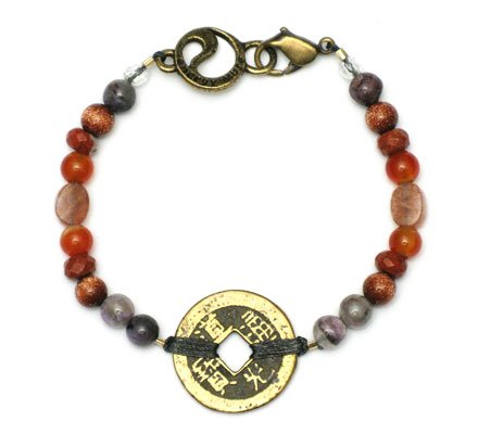 Charoitte and Sunstone Strength Bracelet with Coin - 8