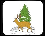Mouse Pad with deer, snow, pine, tree, walking, buck