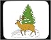 Mouse Pad with deer, snow, pine, tree, walking, buck