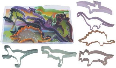 6 pc colored dinosaur cookie cutter set