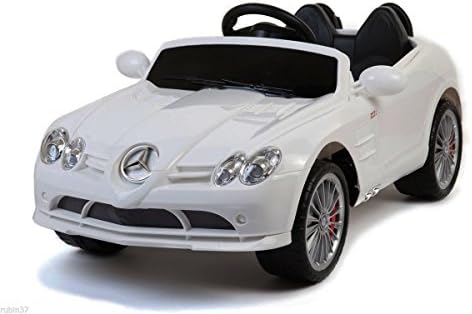 Amazing 12v Official SLR 722 Mercedes Benz Battery Operated Ride on Car with Remote Control/Functioning Lights/Music/Volume control/White