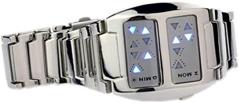 Deepon Steel Lattice Robots Binary Led Watch Creative Led Watches Steel Watches（silver）