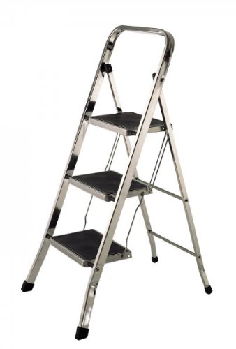 Step Stool with Mats - 3 Step (Chrome) (42