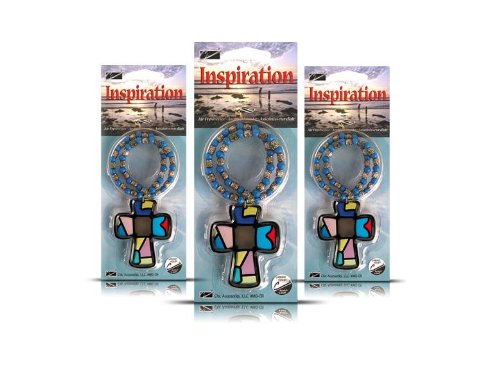Stained Glass Cross Air Freshener, 3 Pack