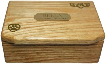 Momentary Paws Artisan Personalized 'Paw-fect Dog Angel' Memory Keepsake Box for Dog Lovers / Dog Loss - Handmade from Solid Oak with Dog Paw and Heart &amp; Angel Wings Memorial Motif, Made and Sourced in the USA
