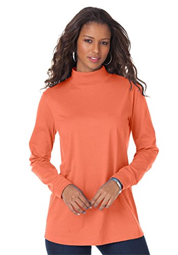 Roamans Women's Plus Size Mockneck Long Sleeve Ultimate Tee