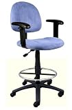 Super Soft Blue Microfiber Office Drafting Bar Counter Stools Chairs W-Adj. Arms