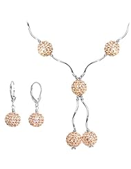 Sterling Silver Clear Champagne Ball Drop Necklace and Earring Set
