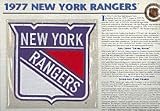 NHL 1977 New York Rangers Official Patch on Team History Card