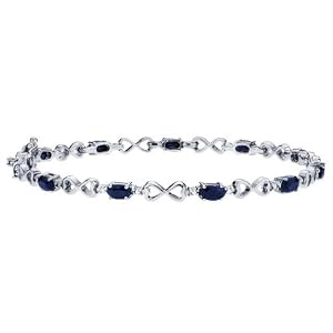 Sapphire Bracelet with Diamond in Sterling Silver by