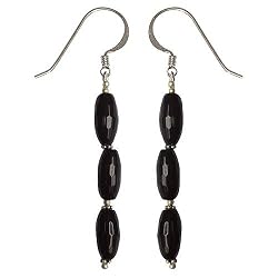 Onyx Earrings Sterling Silver Jewelry 3 inches (erg078)
