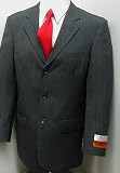 Brand New Italian Designed Hand Tailored Loriano 100% Virgin Wool Super 140s Men's Three Button Gray (Grey) Pinstripe Dress Suit