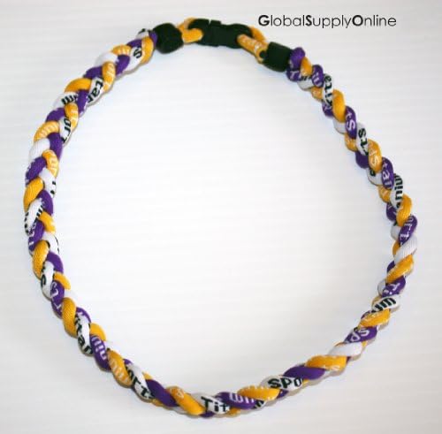 17"-19" Ashley Ionic Titanium Geranium Sports Necklace Purple/Yellow/White exclusively by Address America