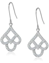 Sterling Silver Cubic Zirconia Antiqued Drop Earrings