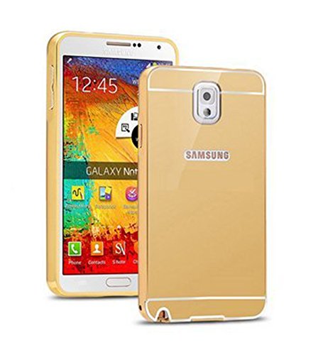 Note 3 Case,DAMONDY Luxury Metal Air Aluminum Bumper Detachable + Mirror Hard Back Case 2 in 1 cover Ultra-Thin Frame Case For Samsung Galaxy Note 3 (Gold)