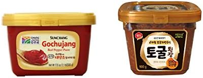 Sunchang Chung Jung One Gochujang 500 gram And Sempio Premium Unpasteurized Non-GMO Togul Soybean Paste, Doenjang Special Pack