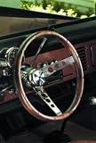 Classic Series Classic Foam Steering Wheel 13.5 in. Diameter 3.75 in. Dish Walnut Finish w/Anodized Aluminum Rivets Chrome 3-Spoke Design
