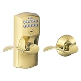 Schlage FE575 CAM 505 ACC Camelot Keypad Entry with Auto-Lock and Accent Levers, Bright Brass by Sch