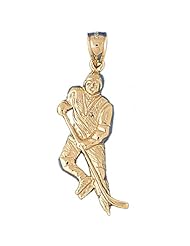 Dazzlers Solid 14k Gold Hockey Player Charm Pendant Available in three colors from jewelsberry (weights: 3.8 grams only)