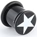 One Acrylic Single Flared Star Breaker Plug: 4g Black / White Star (SOLD INDIVIDUALLY. ORDER TWO FOR A PAIR.)