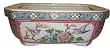 Chinese hand painted double walled porcelain bonsai planter pot - traditional asian birds and flowers