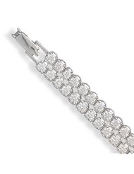 7.5" Rhodium Plated 2 Row 4mm (1/6") CZ Bracelet 925 Sterling Silver