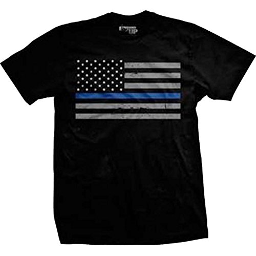 Thin Blue Line Flag Normal-Fit T-Shirt, Black, XX-Large