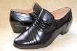 GENUINE LEATHER LINE UPPERS Italian Shoe Designed Sharp Toe with 2 Inches High Cuban Heel Men's Fashion Slip on Dress Shoe in Black. Style# 8378 by AMERICAN SHOE FACTORY.