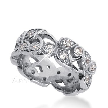 14K White Gold Round Cut Diamond Eternity Ring: Anniversary (0.85ct.tw, HI Color, SI2 3 Clarity) 41mQFPc U8L 14K White Gold Round Cut Diamond Eternity Ring: Anniversary (0.85ct.tw, HI Color, SI2 3 Clarity)